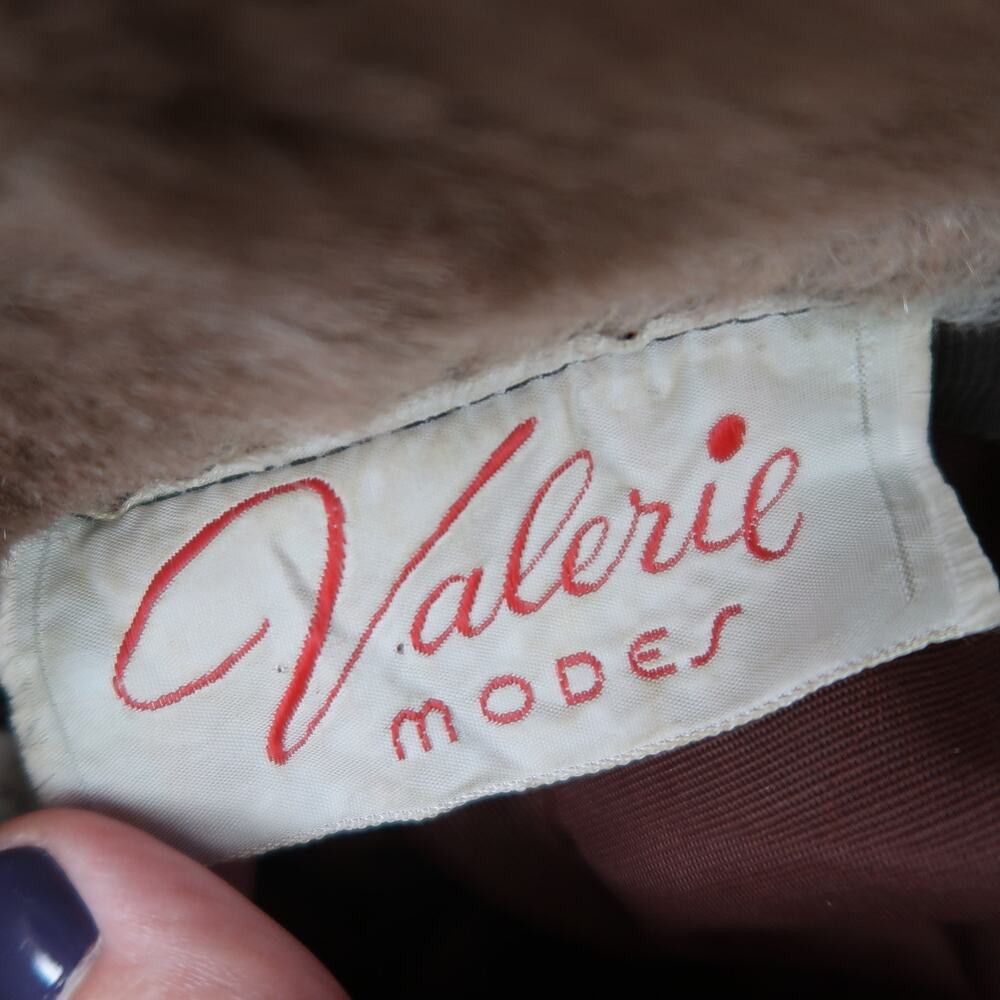 Vintage 50s/60s Valerie Modes Taupe Brown Faux Fur Hat - Picture 7 of 8